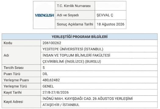 Sınav Sonucu 8