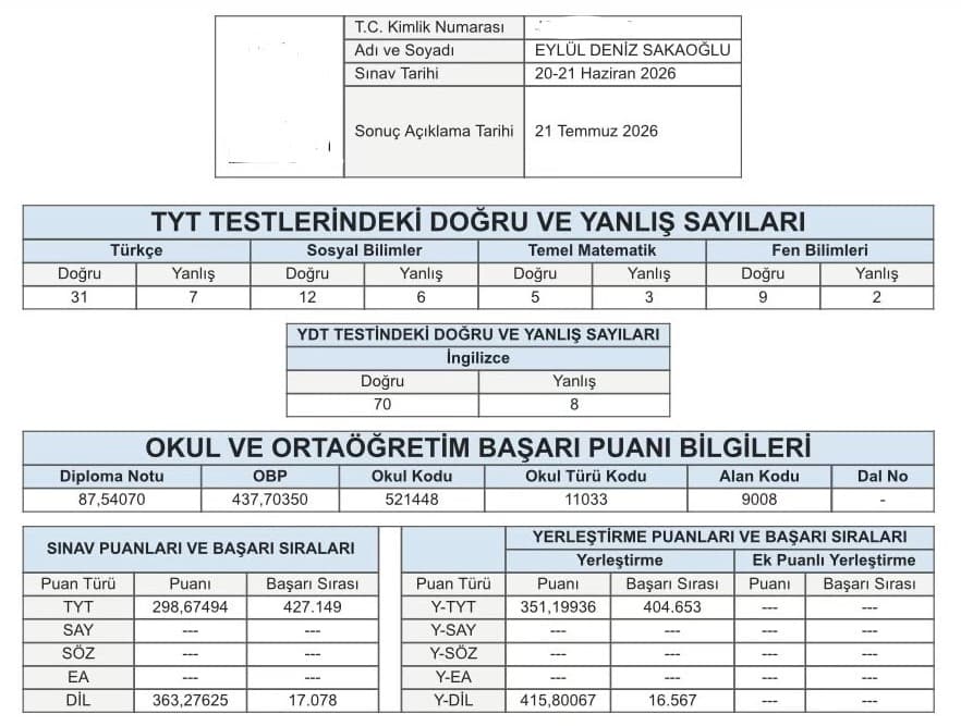 Sınav Sonucu 26