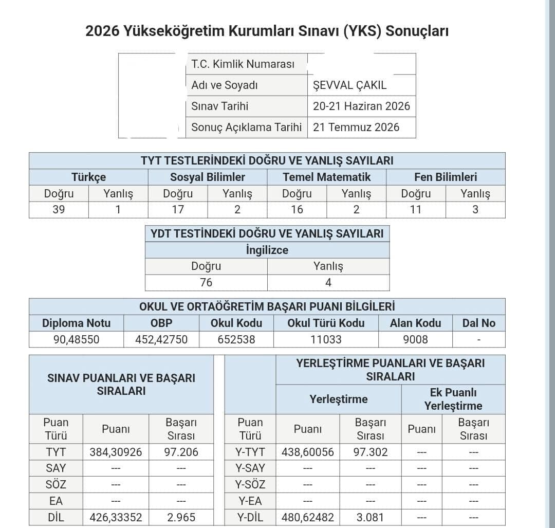 Sınav Sonucu 30