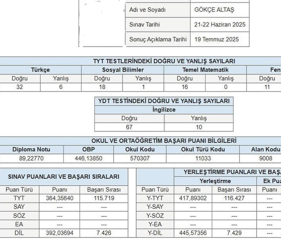 Sınav Sonucu 39