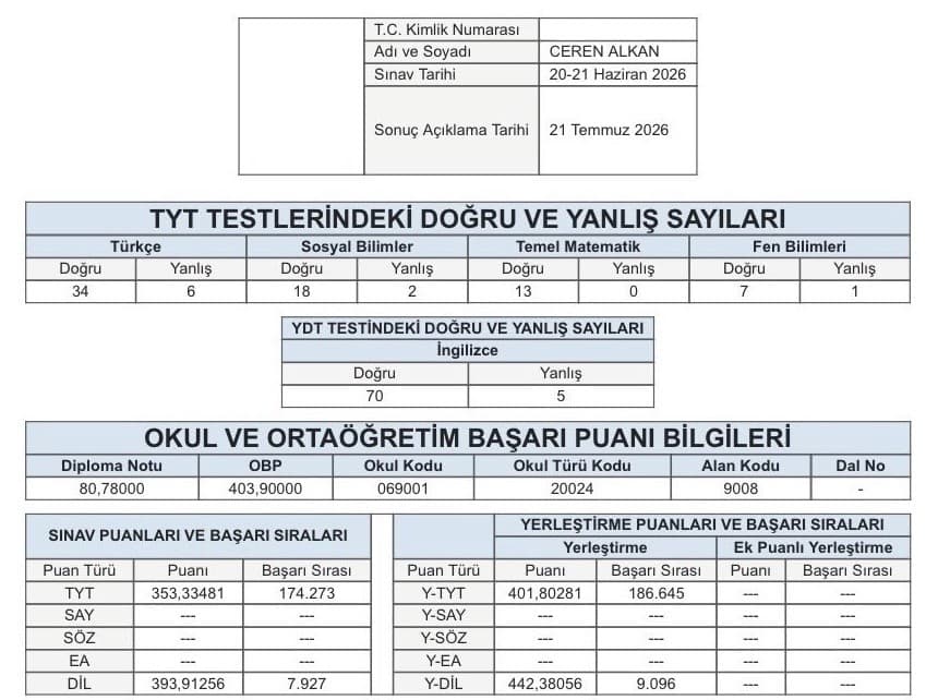 Sınav Sonucu 44